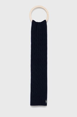 Polo Ralph Lauren Fular Femei, Culoarea Albastru Marin, Material Neted Dama Bleumarin, Bumbac