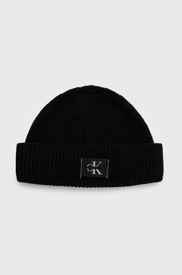 Calvin Klein Jeans Caciula Din Bumbac Culoarea Negru, Bumbac, Din Tesatura Neteda Bărbaţi