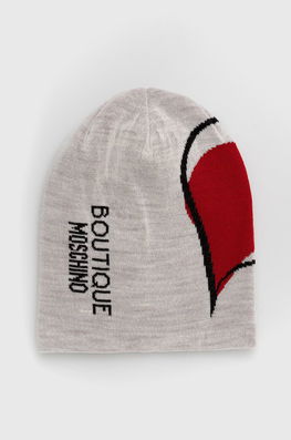 Moschino Caciula Din Amestec De Lana Culoarea Bej, Dama, Cu Un Amestec De Lana, Model Print