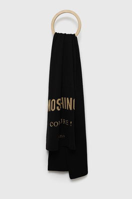 Moschino Esarfa Din Amestec De Lana Culoarea Negru, Modelator Dama, Cu Un Amestec De Lana