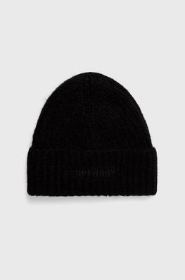 Superdry Caciula Din Amestec De Lana Culoarea Negru, Din Tricot Gros Dama, Cu Un Amestec De Lana, Model Imprimeu