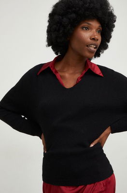 Answear Lab Pulover De Lana Femei, Culoarea Negru, Light Dama, Cu Un Amestec De Lana