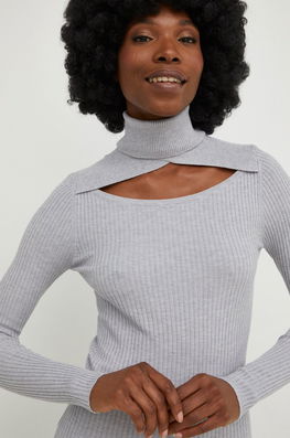 Answear Lab Pulover Femei, Culoarea Gri, Light, Cu Guler Dama
