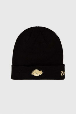 New Era Caciula Culoarea Negru, Din Tricot Gros Dama, Model Imprimeu