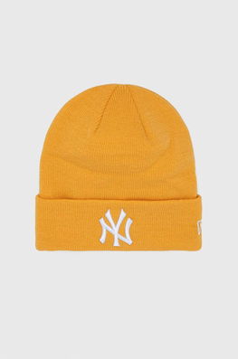 New Era Caciula Culoarea Galben, Din Tricot Gros Dama, Model Imprimeu