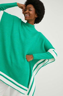 Answear Lab Pulover De Lana Femei, Culoarea Verde, Cu Turtleneck Dama, Cu Un Amestec De Lana