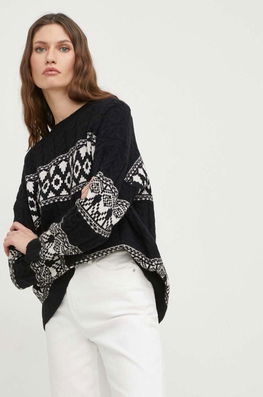 Answear Lab Pulover De Lana Femei, Culoarea Negru Dama, Cu Un Amestec De Lana