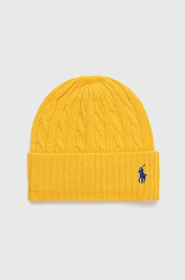 Polo Ralph Lauren Caciula De Lana Culoarea Galben, De Lana Dama, Model Imprimeu