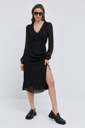 Young Poets Society Rochie Culoarea Negru, Midi, Evazata Dama, Panza, Casual