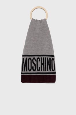 Moschino Eșarfă De Lână Culoarea Gri, Modelator Bărbaţi