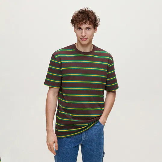 House - Tricou în dungi - Maro
