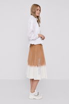 Pinko Fustă Culoarea Bej, Midi, Evazata Dama, Tricotaj, Casual