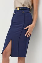 Elisabetta Franchi Fusta Culoarea Albastru Marin, Midi, Creion Dama Bleumarin, Panza, Office