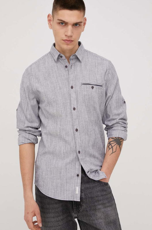 Tom Tailor Camasa Barbati, Culoarea Albastru Marin, Cu Guler Clasic, Regular Bărbaţi Bleumarin, Cu Elastan, Casual