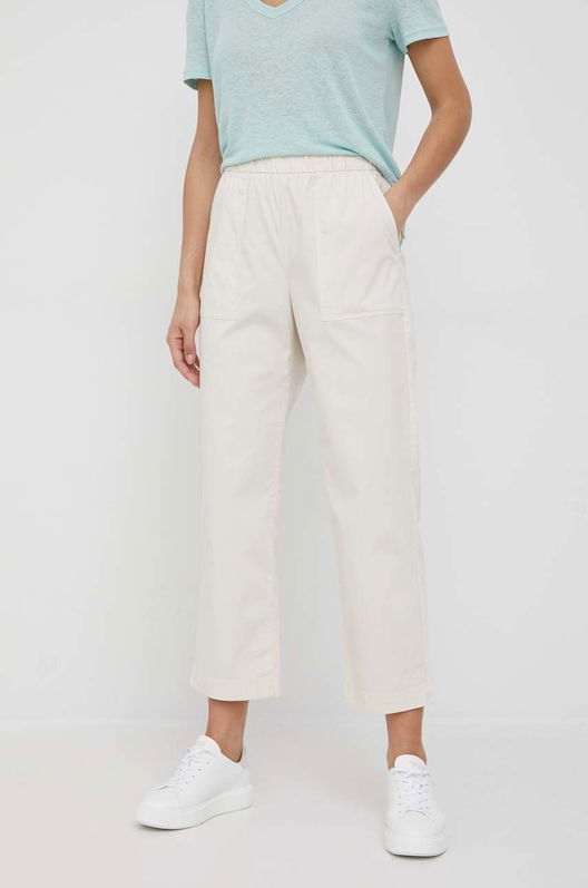 GAP Pantaloni Femei, Culoarea Bej, Lat, High Waist Dama, Panza