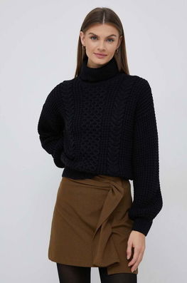 Selected Femme Pulover Femei, Culoarea Negru, Călduros, Cu Guler Dama