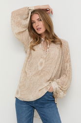 Beatrice B Bluza Din Amestec De Matase Femei, Culoarea Bej, Modelator Dama, Cu Un Amestec De Matase, Casual