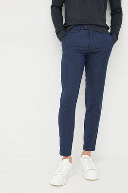 Lindbergh Pantaloni Barbati, Culoarea Albastru Marin, Mulata Bărbaţi Bleumarin, Cu Elastan, Model Model Fin