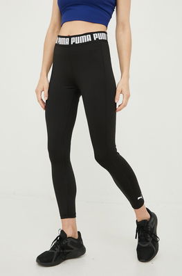 Puma Leggins De Antrenament Strong Femei, Culoarea Negru, Neted Dama, Tricotaj