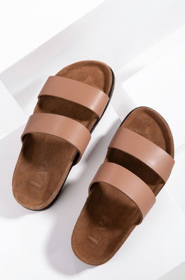 Answear Lab Slapi De Piele Femei, Culoarea Maro Dama, Toc Plat