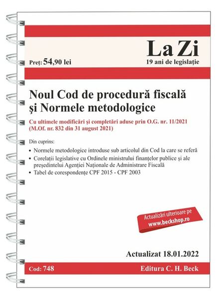 Noul Cod de procedură fiscală și Normele metodologice de aplicare - Paperback brosat - C.H. Beck