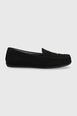 Polo Ralph Lauren Mocasini Declan Bear Femei, Culoarea Negru, Cu Toc Plat Dama, Textil