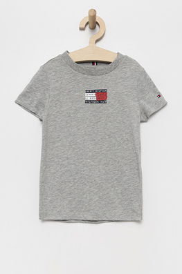 Tommy Hilfiger Tricou De Bumbac Pentru Copii Culoarea Gri, Cu Imprimeu, Model Print