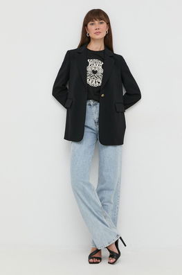 Pinko Sacou Culoarea Negru, Un Singur Rand De Nasturi, Neted Dama, Panza