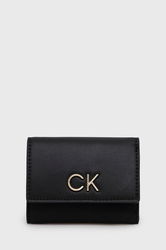 Calvin Klein Portofel + Breloc Femei, Culoarea Negru Dama, Imitatie De Piele