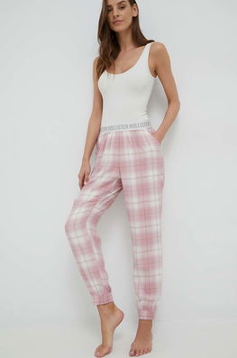 Hollister Co. Pantaloni De Pijama Femei, Culoarea Roz Dama, Panza