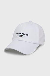 Tommy Jeans Caciula Din Bumbac Culoarea Alb, Cu Imprimeu Bărbaţi