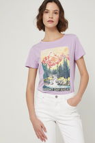 Medicine Tricou Din Bumbac Culoarea Violet Dama, Model Print
