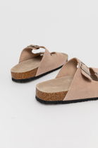 Papuci Din Piele Summer Linen Medicine Dama Roz, Piele Intoarsa, Toc Plat