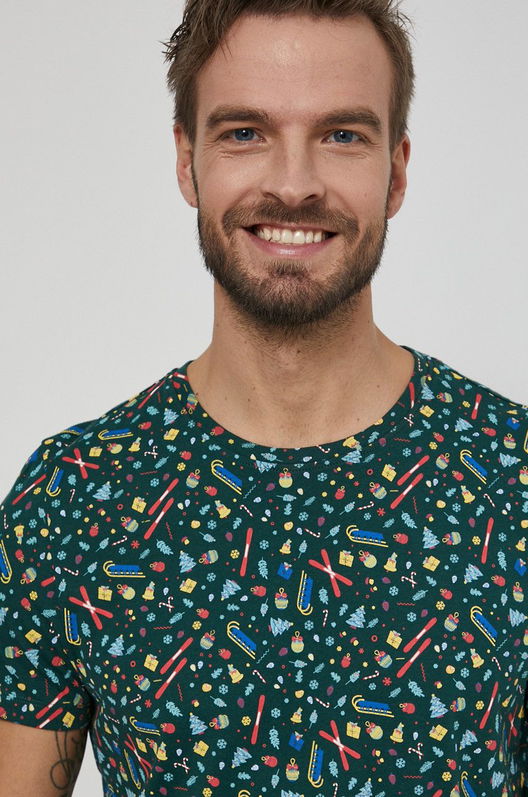 Tricou Din Bumbac Xmass By Ewelina Gąska Medicine Bărbaţi Verde, Model Print