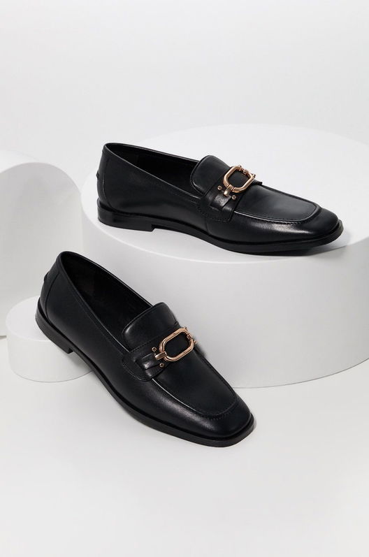 Answear Lab Mocasini De Piele Femei, Culoarea Negru, Cu Toc Plat Dama