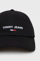 Tommy Jeans Caciula Din Bumbac Culoarea Negru, Cu Imprimeu Bărbaţi