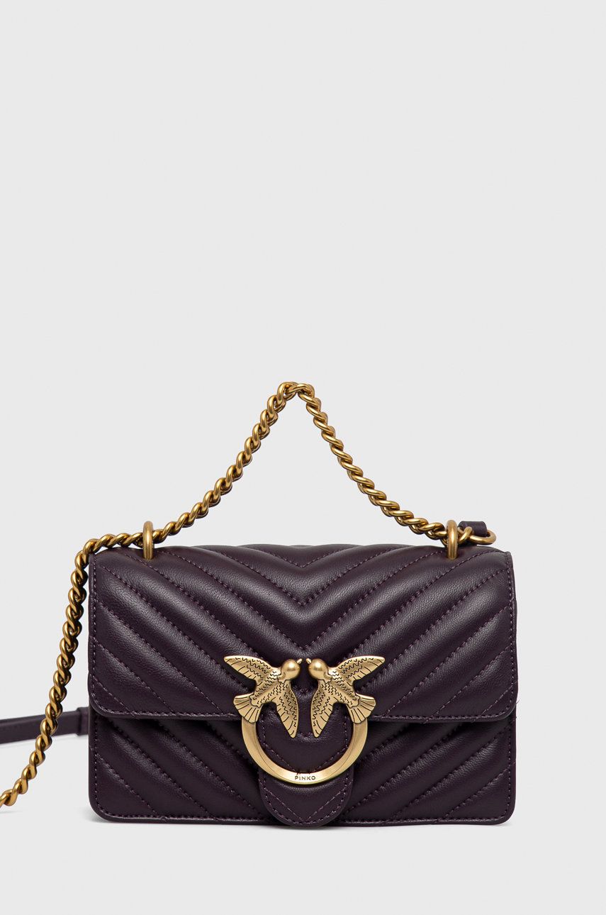 Pinko Poseta De Piele Culoarea Violet Dama