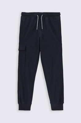Coccodrillo Pantaloni De Trening Din Bumbac Pentru Copii Culoarea Albastru Marin, Neted Bleumarin