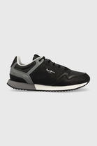 Pepe Jeans Sneakers Tour Urban 22 Culoarea Negru Bărbaţi, Imitatie De Piele Intoarsa