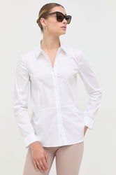 Patrizia Pepe Camasa Femei, Culoarea Alb, Cu Guler Clasic, Regular Dama, Cu Elastan, Casual