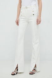 Liu Jo Pantaloni Femei, Culoarea Alb, Evazati, High Waist Dama, Tricotaj