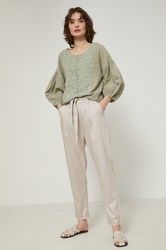 Medicine Pantaloni Femei, Culoarea Bej, Fason Chinos, High Waist Dama, Panza