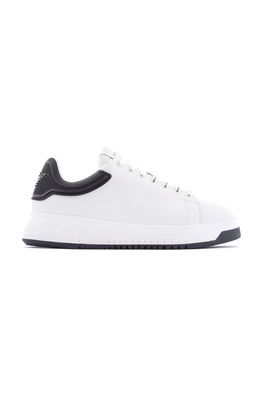 Emporio Armani Sneakers Culoarea Alb Bărbaţi, Imitatie De Piele