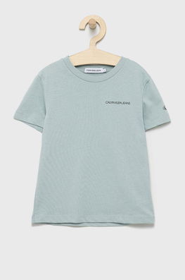 Calvin Klein Jeans Tricou De Bumbac Pentru Copii Cu Imprimeu Albastru, Model Print