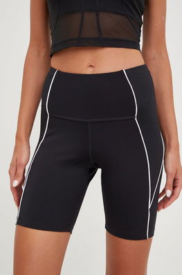 Reebok Pantaloni Scurți De Antrenament Workout Ready Poly Femei, Culoarea Negru, Cu Imprimeu, High Waist Dama, Tricotaj