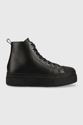 Armani Exchange Tenisi De Piele Femei, Culoarea Negru Dama