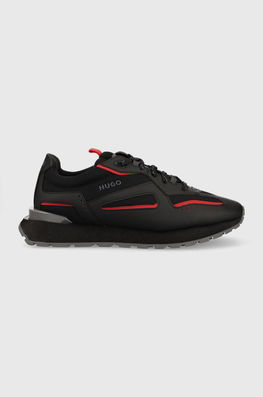 HUGO Sneakers Cubite Culoarea Negru Bărbaţi, Piele Intoarsa