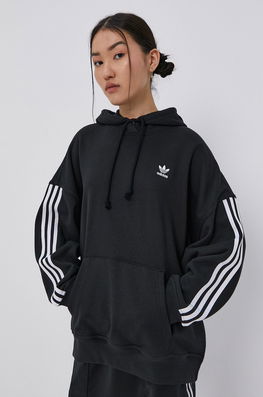Adidas Originals Hanorac De Bumbac H37799 Femei, Culoarea Negru, Cu Imprimeu Dama