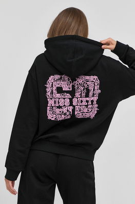 Miss Sixty Hanorac De Bumbac Femei, Culoarea Negru, Cu Imprimeu Dama