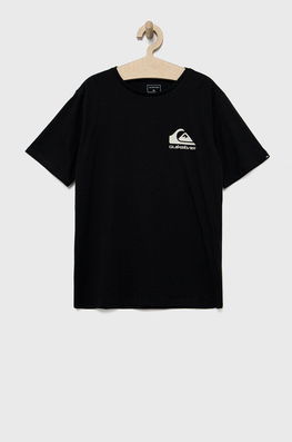 Quiksilver Tricou De Bumbac Pentru Copii Culoarea Negru, Cu Imprimeu, Model Print